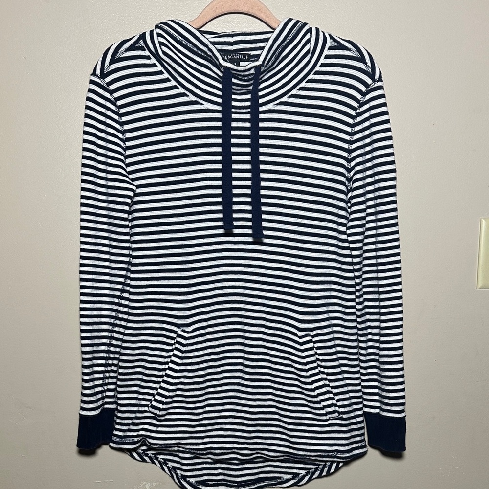 J Crew Navy White Cowl Neck Pullover | Small